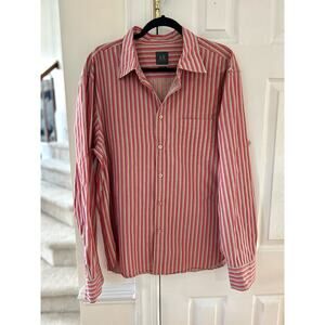 Armani Exchange Tan, Red & Pink Pin Stripe Dress Shirt